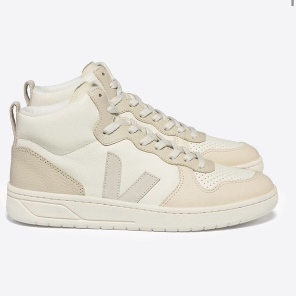 NIB Veja V-15 Leather Sneakers Sz 6 Cashew Pierre Multicolor Hightops - Picture 1 of 13